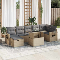 Thumbnail for 8-tlg. Garten-Sofagarnitur mit Kissen Beige Poly Rattan