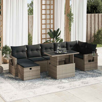 Thumbnail for 8-tlg. Garten-Sofagarnitur mit Kissen Grau Poly Rattan