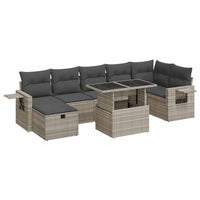 Thumbnail for 8-tlg. Garten-Sofagarnitur mit Kissen Hellgrau Poly Rattan