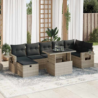 Thumbnail for 8-tlg. Garten-Sofagarnitur mit Kissen Hellgrau Poly Rattan