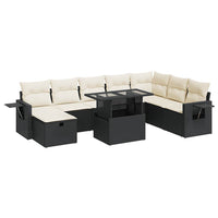 Thumbnail for 9-tlg. Garten-Sofagarnitur mit Kissen Schwarz Poly Rattan