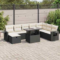 Thumbnail for 9-tlg. Garten-Sofagarnitur mit Kissen Schwarz Poly Rattan