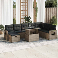 Thumbnail for 9-tlg. Garten-Sofagarnitur mit Kissen Grau Poly Rattan