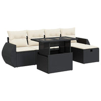 Thumbnail for 6-tlg. Garten-Sofagarnitur mit Kissen Schwarz Poly Rattan