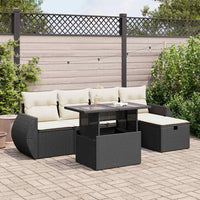 Thumbnail for 6-tlg. Garten-Sofagarnitur mit Kissen Schwarz Poly Rattan