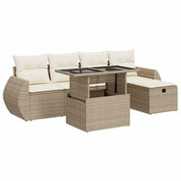Thumbnail for 6-tlg. Garten-Sofagarnitur mit Kissen Beige Poly Rattan