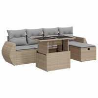 Thumbnail for 6-tlg. Garten-Sofagarnitur mit Kissen Beige Poly Rattan