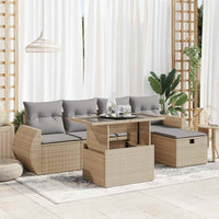 Thumbnail for 6-tlg. Garten-Sofagarnitur mit Kissen Beige Poly Rattan