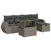 Thumbnail for 6-tlg. Garten-Sofagarnitur mit Kissen Grau Poly Rattan