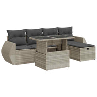 Thumbnail for 6-tlg. Garten-Sofagarnitur mit Kissen Hellgrau Poly Rattan