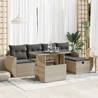 Thumbnail for 6-tlg. Garten-Sofagarnitur mit Kissen Hellgrau Poly Rattan