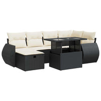 Thumbnail for 7-tlg. Garten-Sofagarnitur mit Kissen Schwarz Poly Rattan