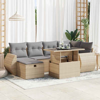 Thumbnail for 7-tlg. Garten-Sofagarnitur mit Kissen Beige Poly Rattan