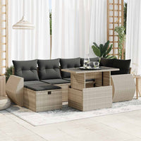 Thumbnail for 7-tlg. Garten-Sofagarnitur mit Kissen Hellgrau Poly Rattan
