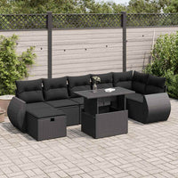 Thumbnail for 8-tlg. Garten-Sofagarnitur mit Kissen Schwarz Poly Rattan