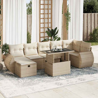 Thumbnail for 8-tlg. Garten-Sofagarnitur mit Kissen Beige Poly Rattan