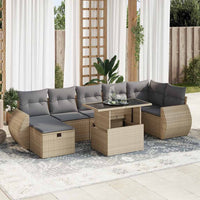 Thumbnail for 8-tlg. Garten-Sofagarnitur mit Kissen Beige Poly Rattan