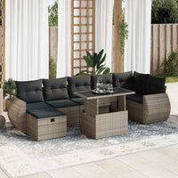 Thumbnail for 8-tlg. Garten-Sofagarnitur mit Kissen Grau Poly Rattan