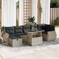 Thumbnail for 8-tlg. Garten-Sofagarnitur mit Kissen Hellgrau Poly Rattan