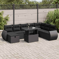 Thumbnail for 9-tlg. Garten-Sofagarnitur mit Kissen Schwarz Poly Rattan
