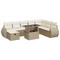 Thumbnail for 9-tlg. Garten-Sofagarnitur mit Kissen Beige Poly Rattan