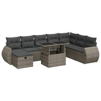 Thumbnail for 9-tlg. Garten-Sofagarnitur mit Kissen Grau Poly Rattan