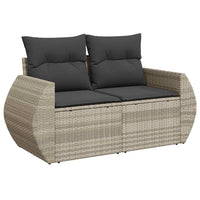 Thumbnail for 9-tlg. Garten-Sofagarnitur mit Kissen Hellgrau Poly Rattan