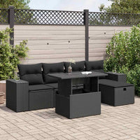 Thumbnail for 6-tlg. Garten-Sofagarnitur mit Kissen Schwarz Poly Rattan