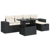 Thumbnail for 6-tlg. Garten-Sofagarnitur mit Kissen Schwarz Poly Rattan