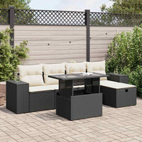 Thumbnail for 6-tlg. Garten-Sofagarnitur mit Kissen Schwarz Poly Rattan