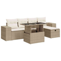 Thumbnail for 6-tlg. Garten-Sofagarnitur mit Kissen Beige Poly Rattan