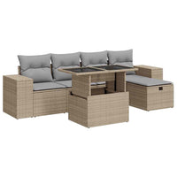 Thumbnail for 6-tlg. Garten-Sofagarnitur mit Kissen Beige Poly Rattan