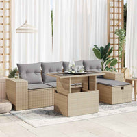 Thumbnail for 6-tlg. Garten-Sofagarnitur mit Kissen Beige Poly Rattan