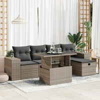 Thumbnail for 6-tlg. Garten-Sofagarnitur mit Kissen Grau Poly Rattan