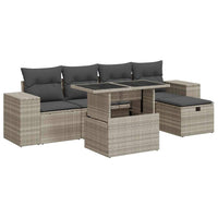 Thumbnail for 6-tlg. Garten-Sofagarnitur mit Kissen Hellgrau Poly Rattan