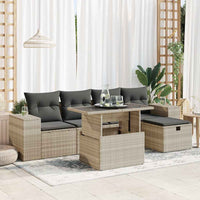 Thumbnail for 6-tlg. Garten-Sofagarnitur mit Kissen Hellgrau Poly Rattan