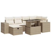 Thumbnail for 8-tlg. Garten-Sofagarnitur mit Kissen Beige Poly Rattan
