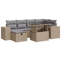 Thumbnail for 8-tlg. Garten-Sofagarnitur mit Kissen Beige Poly Rattan