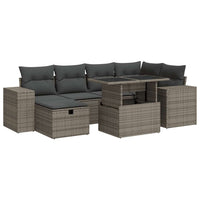 Thumbnail for 8-tlg. Garten-Sofagarnitur mit Kissen Grau Poly Rattan