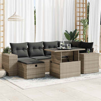 Thumbnail for 8-tlg. Garten-Sofagarnitur mit Kissen Grau Poly Rattan