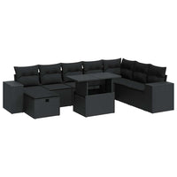 Thumbnail for 9-tlg. Garten-Sofagarnitur mit Kissen Schwarz Poly Rattan