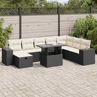Thumbnail for 9-tlg. Garten-Sofagarnitur mit Kissen Schwarz Poly Rattan