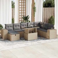 Thumbnail for 9-tlg. Garten-Sofagarnitur mit Kissen Beige Poly Rattan