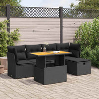 Thumbnail for 6-tlg. Garten-Sofagarnitur mit Kissen Schwarz Poly Rattan