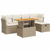 Thumbnail for 6-tlg. Garten-Sofagarnitur mit Kissen Beige Poly Rattan Akazie