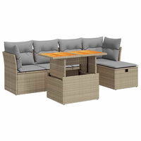Thumbnail for 6-tlg. Garten-Sofagarnitur mit Kissen Beige Poly Rattan Akazie