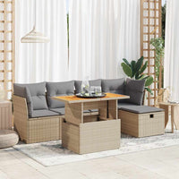 Thumbnail for 6-tlg. Garten-Sofagarnitur mit Kissen Beige Poly Rattan Akazie