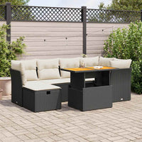 Thumbnail for 7-tlg. Garten-Sofagarnitur mit Kissen Schwarz Poly Rattan