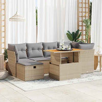 Thumbnail for 7-tlg. Garten-Sofagarnitur mit Kissen Beige Poly Rattan Akazie