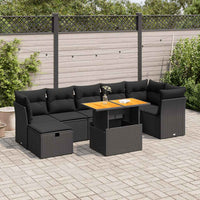 Thumbnail for 8-tlg. Garten-Sofagarnitur mit Kissen Schwarz Poly Rattan
